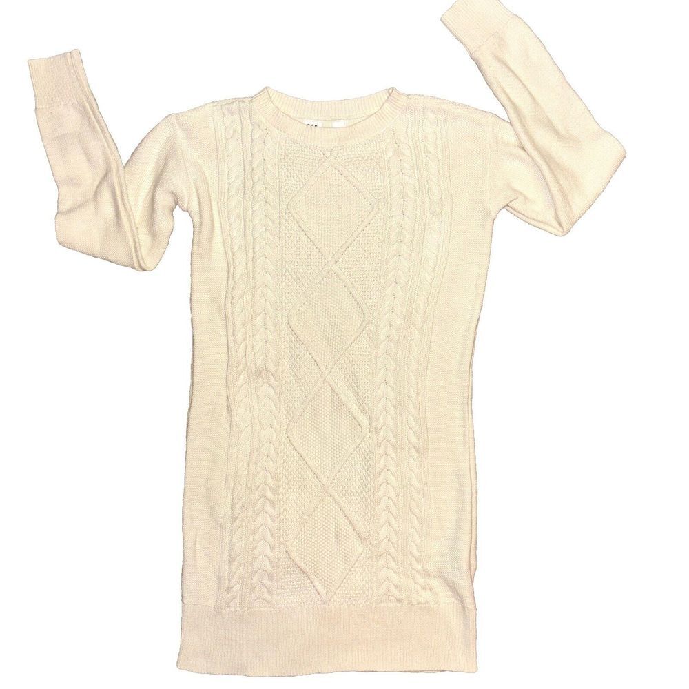 Gap Girls L Cream Cable Knit Sweater Dress Preppy Academia Gilmore Girl Holiday